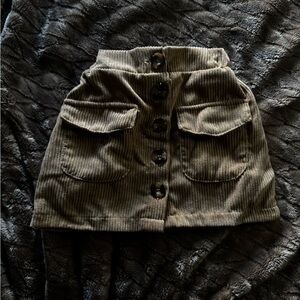 Brown Ribbed Mini Cargo Skirt for Casual Wear